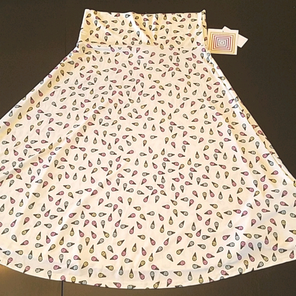 whimsical Ice Cream Cone Print LuLaRoe Azure Skirt sz S NEW